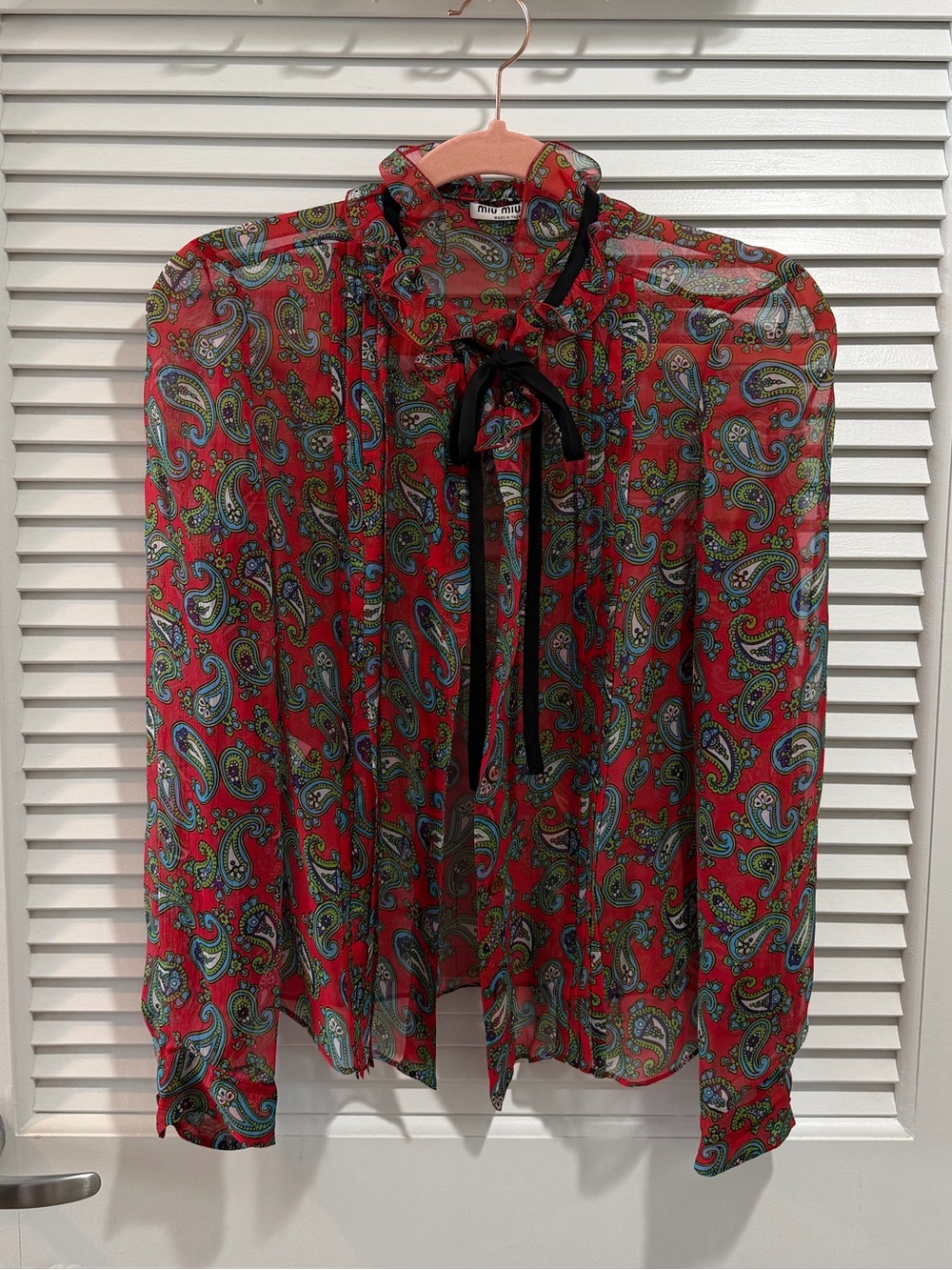 Stunning Sheer Silk Miu Miu Paisley Blouse EU 38